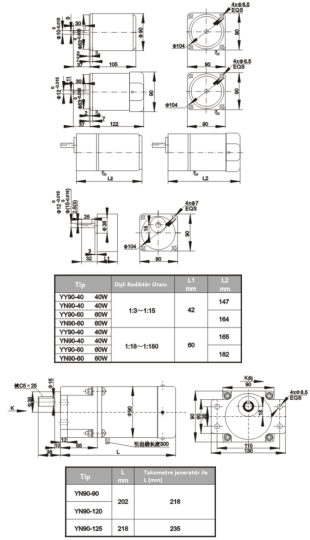 220V 17 RPM 90 mm Reduktorlu AC Motor - 4
