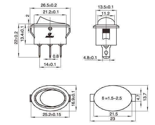 25mm İşıqlı Oval ON-OFF Açar Switch - 2