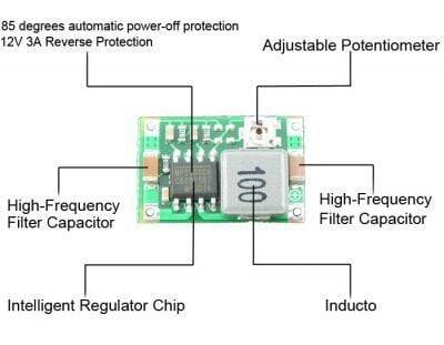 2A Mini Tənzimlənəbilən Gərginlik Azaldıcı Requlyator Kartı - 4