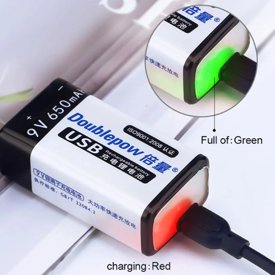 9V 650mAh USB Şarjlı Li-ion Batareya - 3