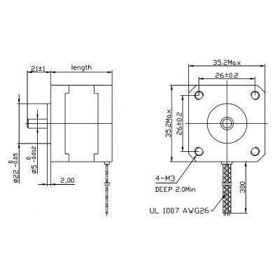 Bipolar NEMA 14 200 Adım 35x26mm 7.4V Step Motor - PL-1207 - 4