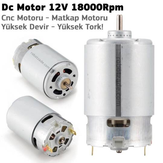DC Motor 12 V 18000 RPM - CNC Motoru - Direl Motoru