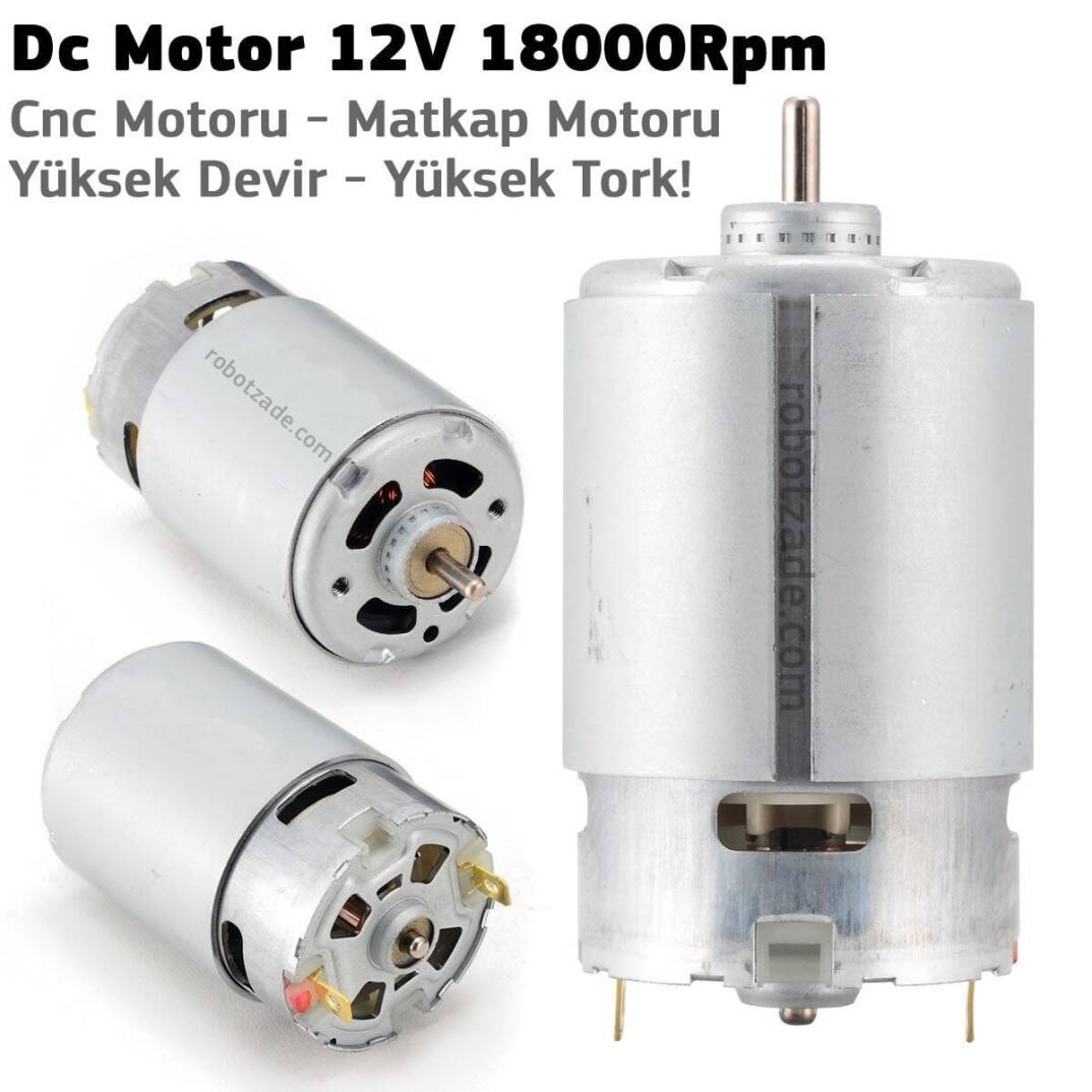 DC Motor 12 V 18000 RPM - CNC Motoru - Direl Motoru - 1
