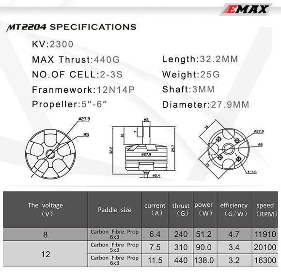 Emax MT2204 2300Kv Fırçasız Motor CCW - 3