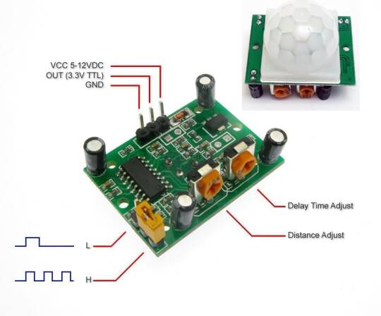 HC-SR501 Tənzimlənəbilən IR Hərəkət Müəyyən Etmə Sensoru - PIR Sensor - 3