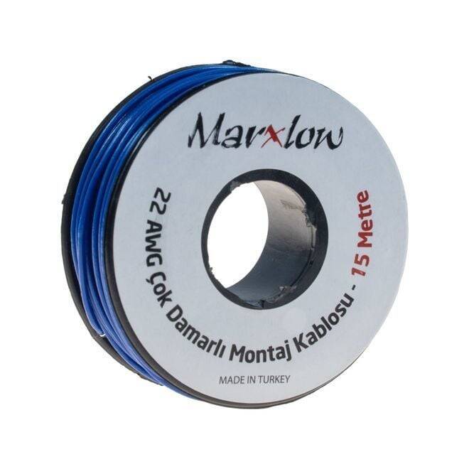 Montaj Kabeli Rulonu - 22AWG 15 metr Çox Damar Mavi - 1