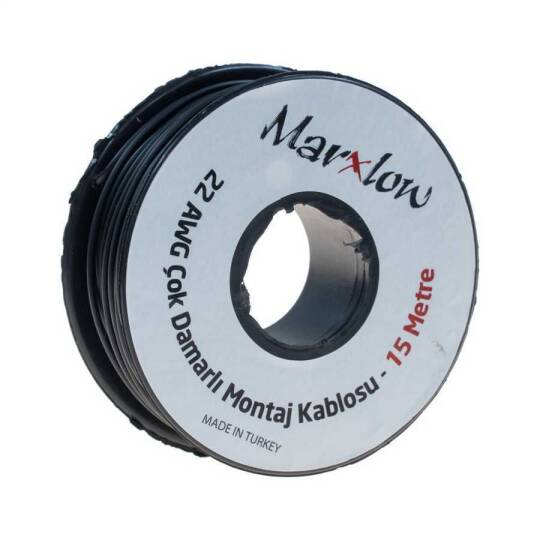 Montaj Kabeli Rulonu - 22AWG 15 metr Çox Damar Qara