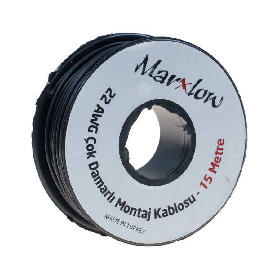 Montaj Kabeli Rulonu - 22AWG 15 metr Çox Damar Qara - 1