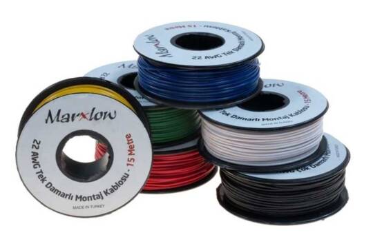 Montaj Kabeli Rulonu - 22AWG 15 metr Çox Damar Qara - 3