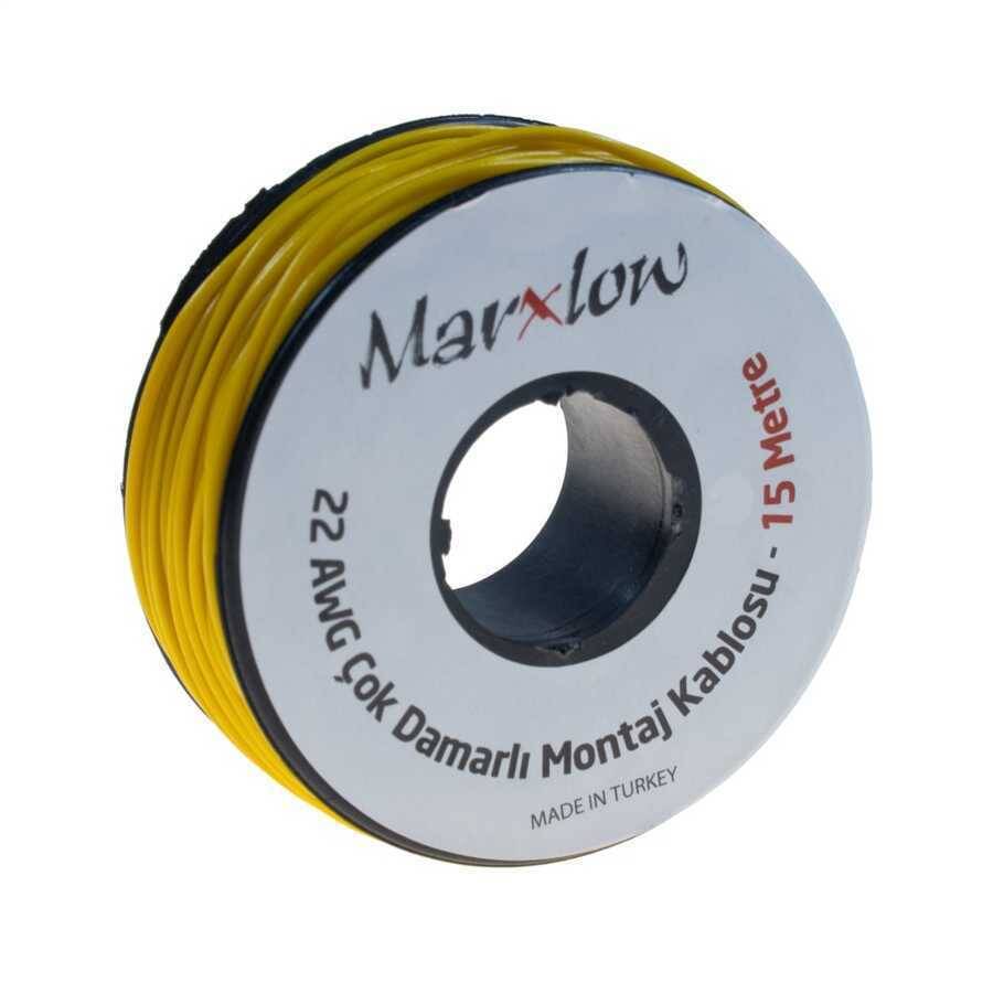 Montaj Kabeli Rulonu - 22AWG 15 metr Çox Damar Sarı - 1