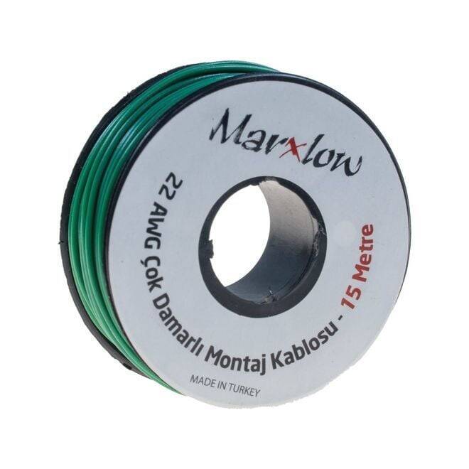 Montaj Kabeli Rulonu - 22AWG 15 metr Çox Damar Yaşıl - 1