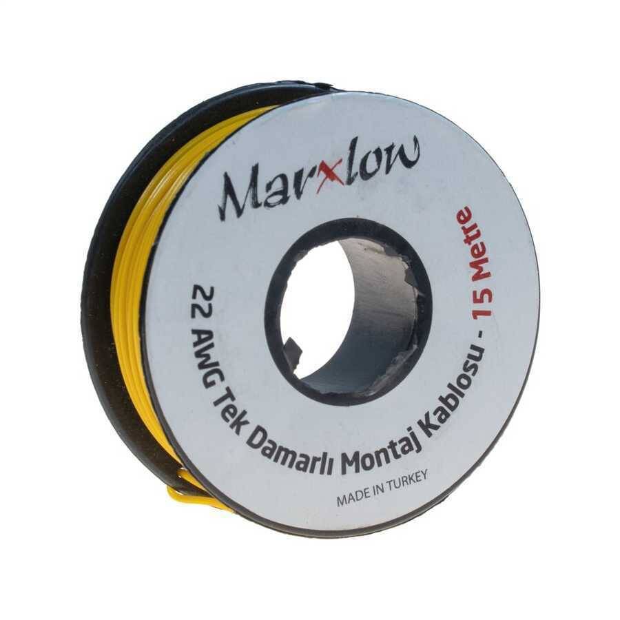 Montaj Kabeli Rulonu - 22AWG 15 metr Tək Damar Sarı - 1