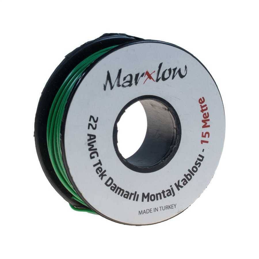 Montaj Kabeli Rulonu - 22AWG 15 metr Tək Damar Yaşıl - 1