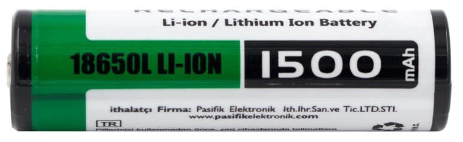 Orion 3.7V 1500mAh 18650L Li-ion Şarjlı Batareya - Başlı - 1