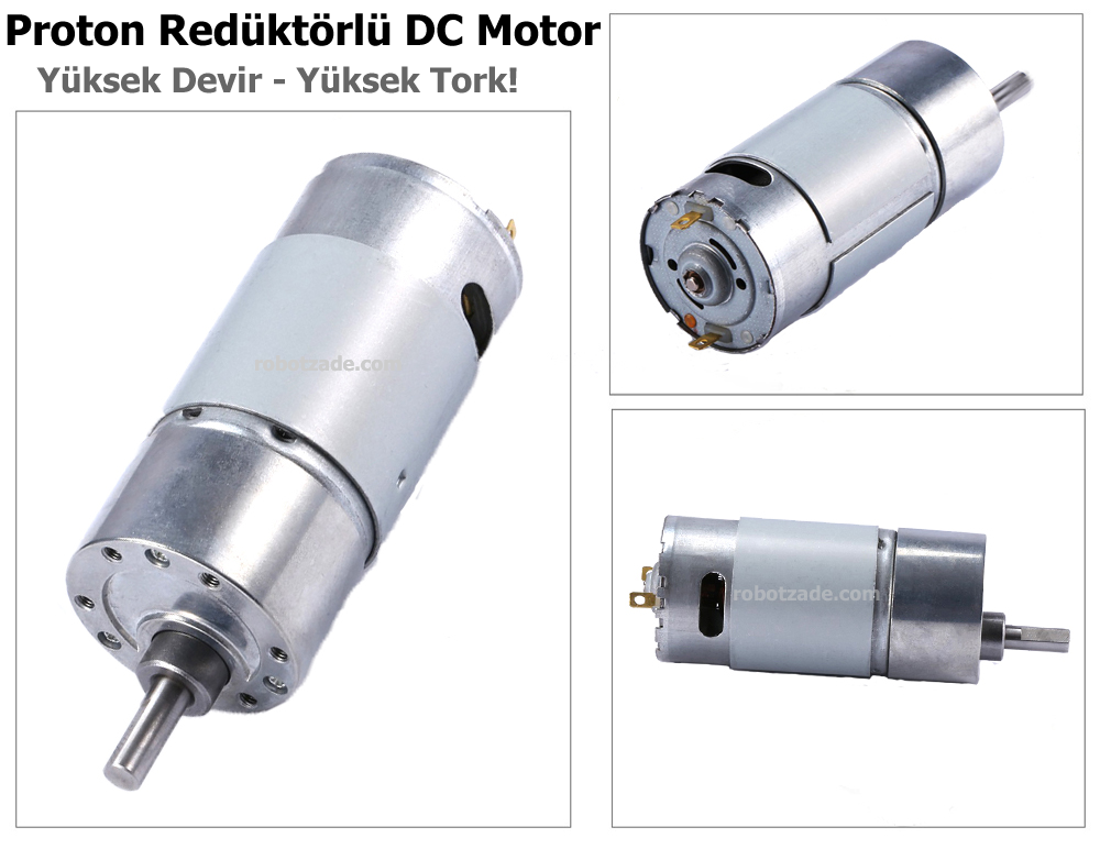 Proton 12V 1000 RPM Reduktorlu DC Motor - 3