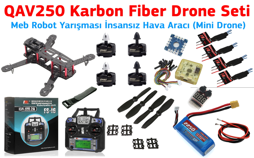 QAV250 Karbon Fiber Dron Dəsti - 1