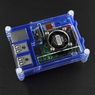 Raspberry Pi B+23 Mavi + Şəffaf Pleksiglas Fan ilə Uyğun Qutu - 2