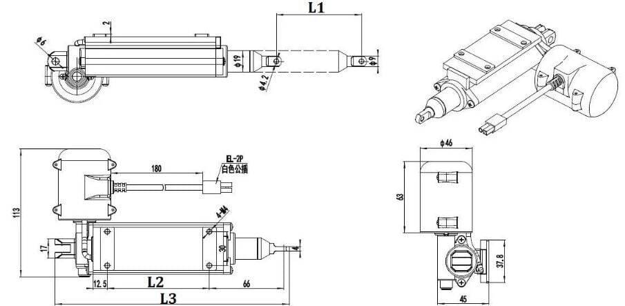 SKG 12V 150mm 10W Lineer Aktuator Motor - 2