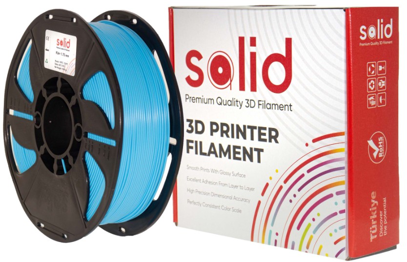 Solid Filament PLA Plus Açıq Mavi - 1 kq - 1