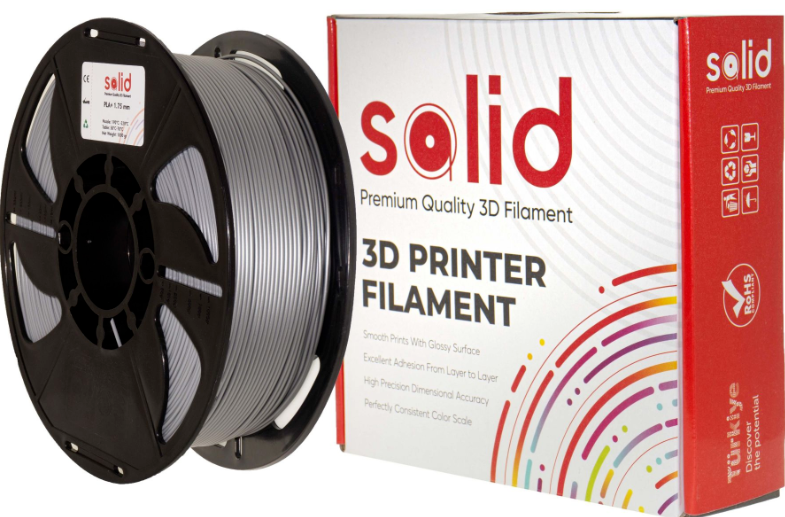Solid Filament PLA Plus Gümüş Boz - 1 kq - 1