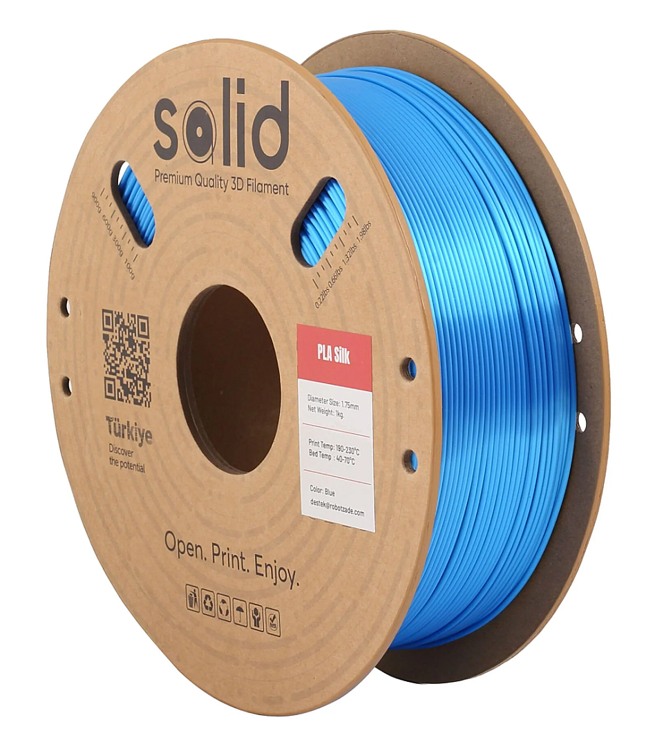 Solid Filament Silk PLA Mavi - 1 kq - 1