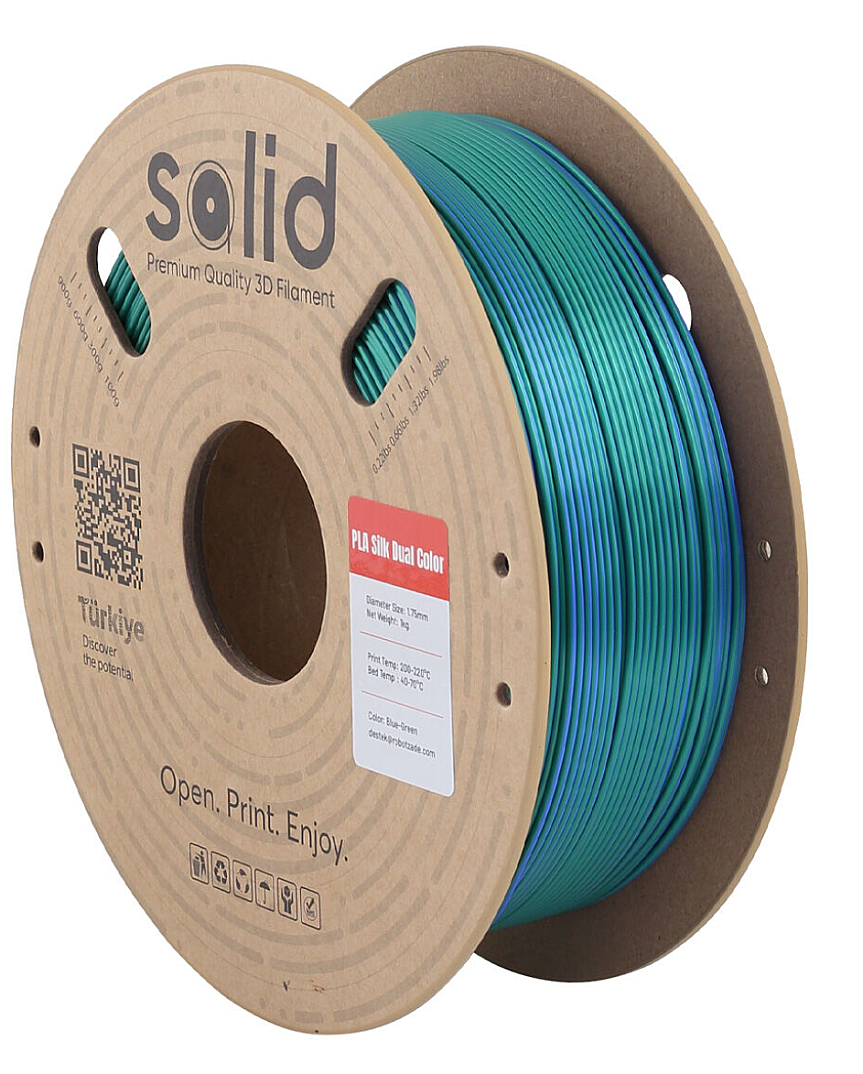 Solid Filament Silk PLA Mavi Yaşıl - 1 kq - 1