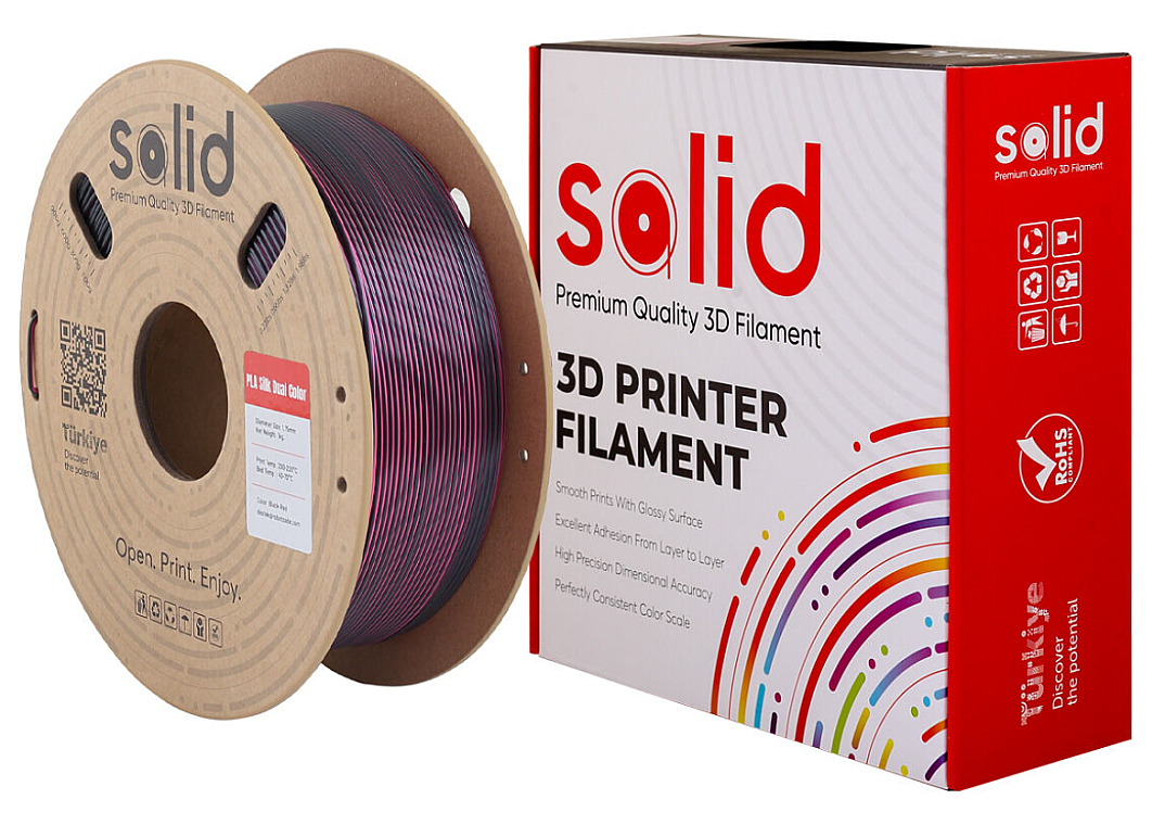 Solid Filament Silk PLA Qara Qırmızı - 1 kq - 2