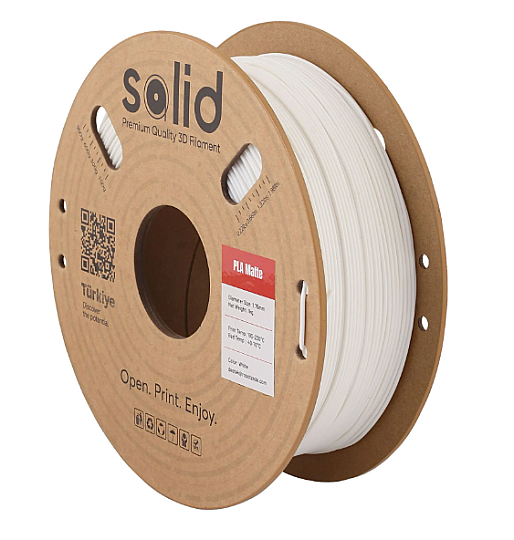 Solid PLA Matte Filament Ağ - 1 kq