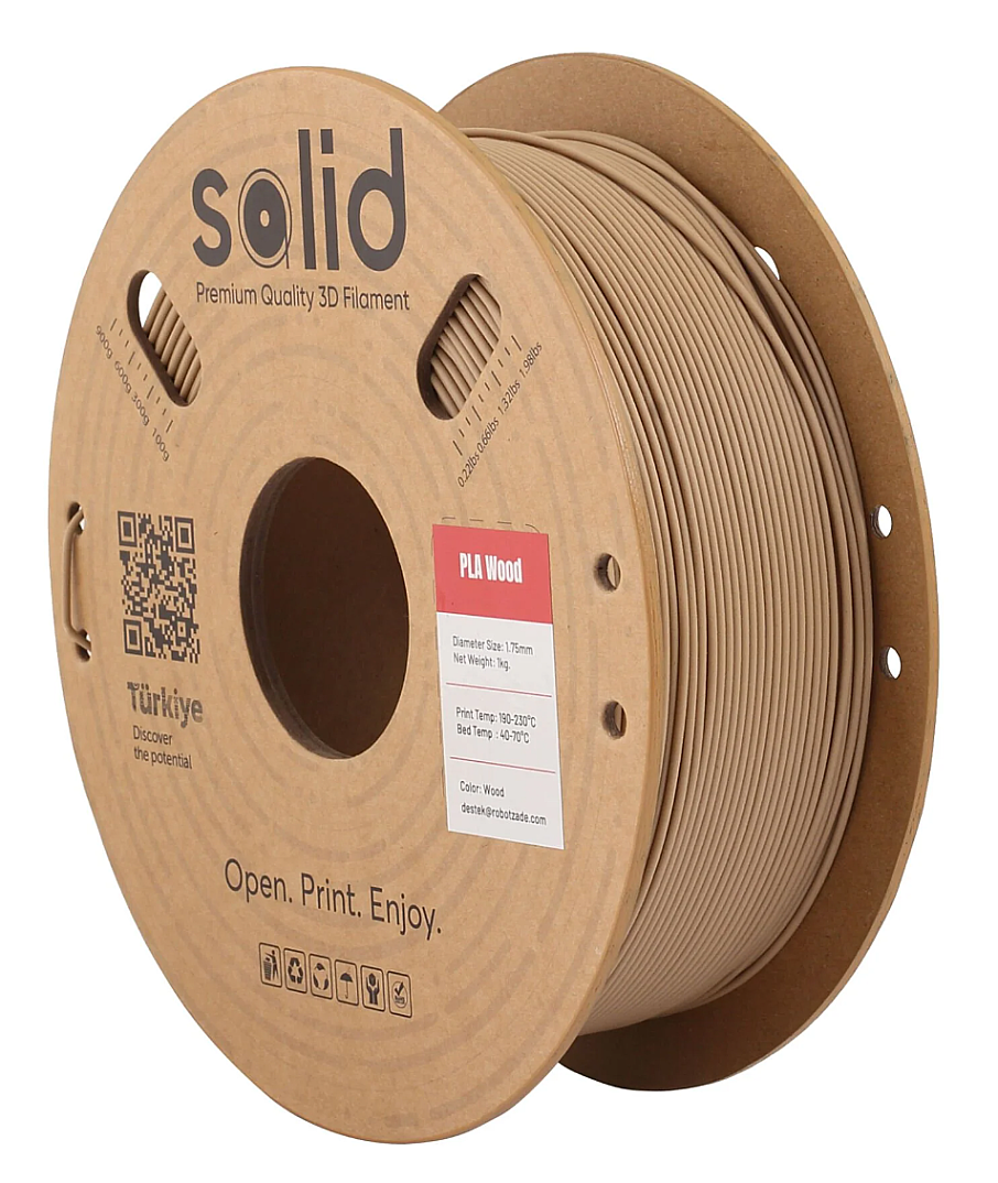 Solid PLA Wood Filament 1.75mm - 1 kq - 1