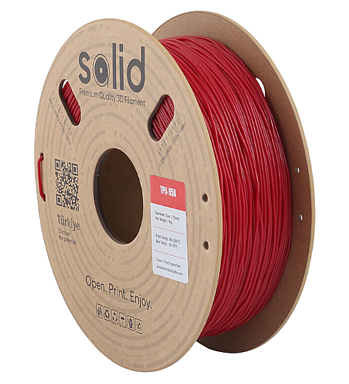 Solid TPU 95A Filament Alov Qırmızısı - 1 kq