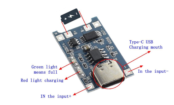 TP4056 3.7V Şarj Aleti - 5V 1A Lithium Battery Charger - TYPE C - 2