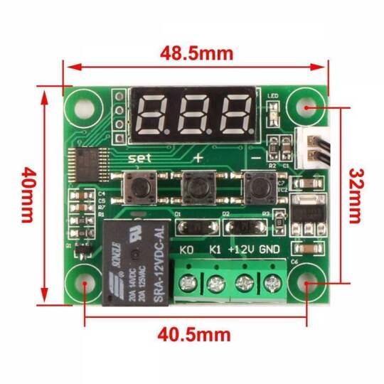 W1209 Rele Çıxışlı Rəqəmsal Termostat - Temperatur Nəzarət Kartı - 4